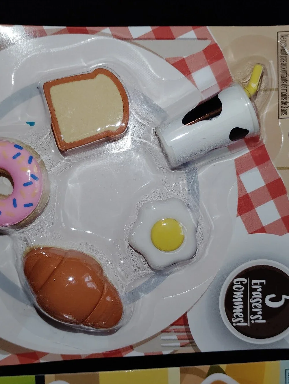 INC International Concepts Breakfast 3D Eraser Set - White, Brown, Yellow